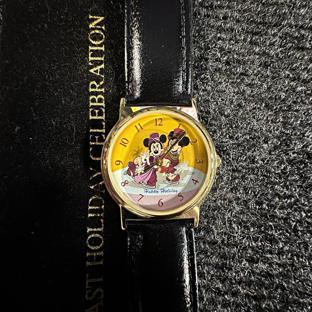 Vtg 1998 Disney Cast Member Holiday Celebration Watch Mickey Minnie Box Works